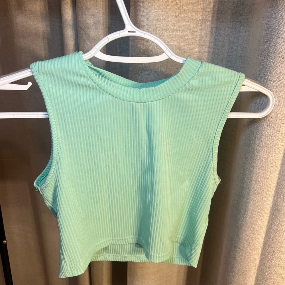 Mint Green Sleeveless Ribbed Top